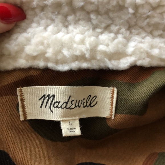 MADEWELL Northward Cropped Army Jacket in Cottontail Camo: Sherpa Edition - Picture 11 of 14